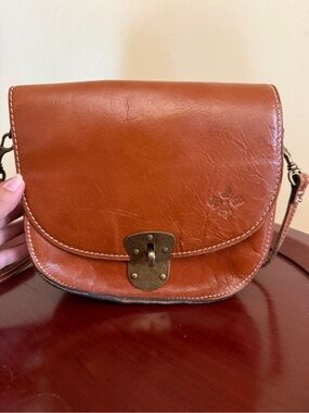 Patricia Nash Saddle Crossbody Bag in Cognac Brown